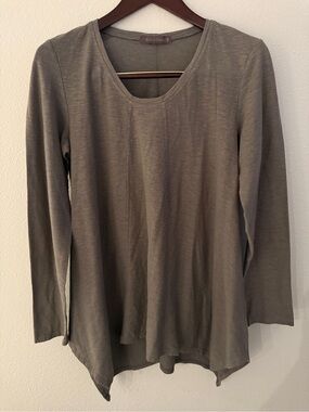 Cut Loose USA Cotton Linen Tunic Top Medium Taupe Lagenlook Artsy Asymmetrical